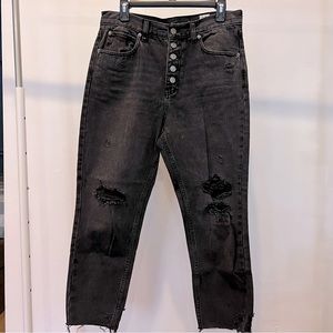 We The Free button fly denim high-rise distressed jeans womens 29